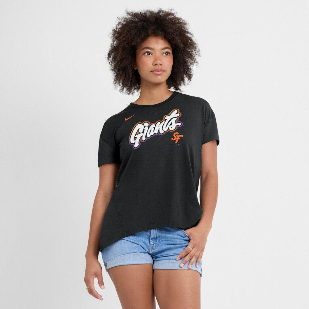 San Francisco Giants Women's 2025 City Connect Flowy Fashion Tri-Blend Dri-FIT T-Shirt Black | Nike