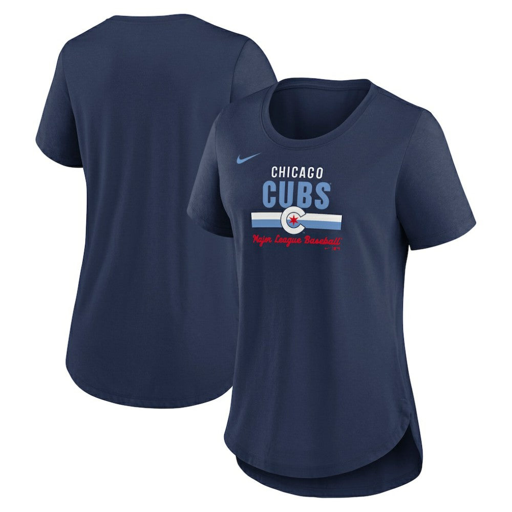 Chicago Cubs Women's City Connect Lockup Tri-Blend T-Shirt Navy | Nike