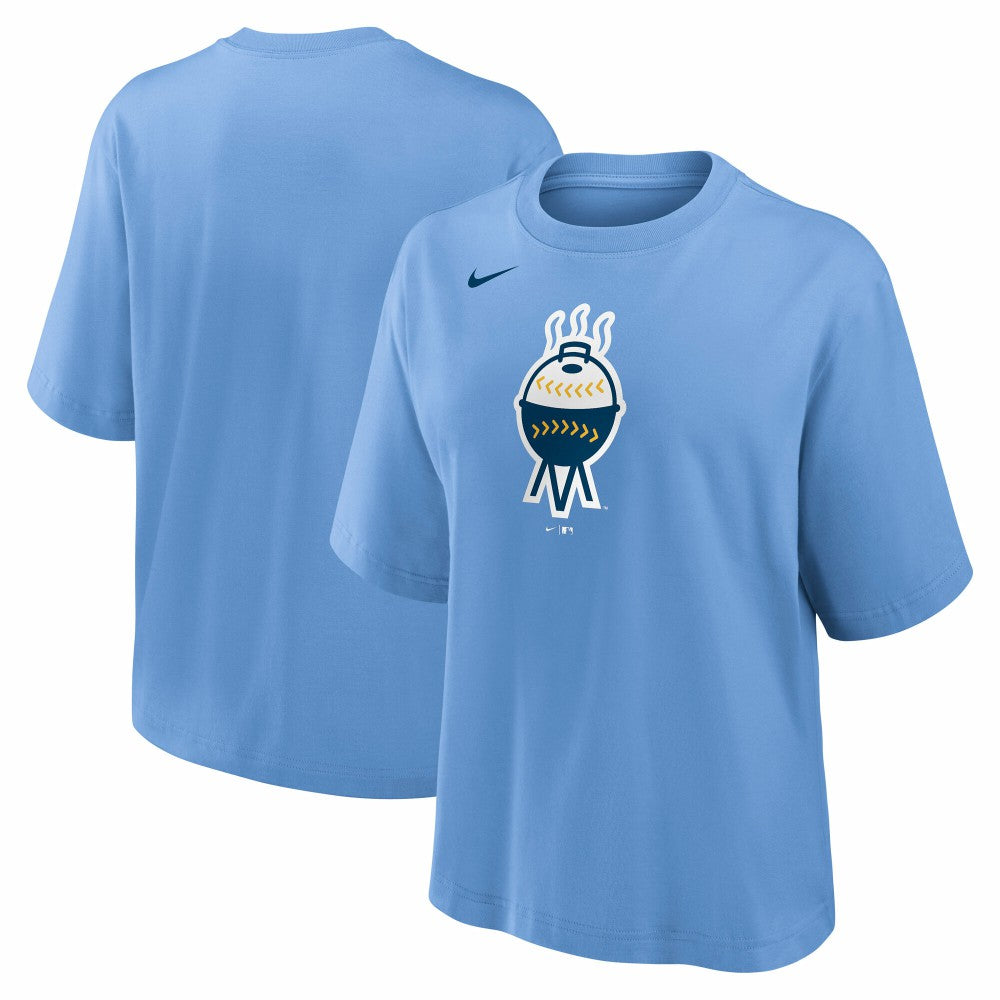 Milwaukee Brewers Women's City Connect Logo Boxy T-Shirt Light Blue | Nike