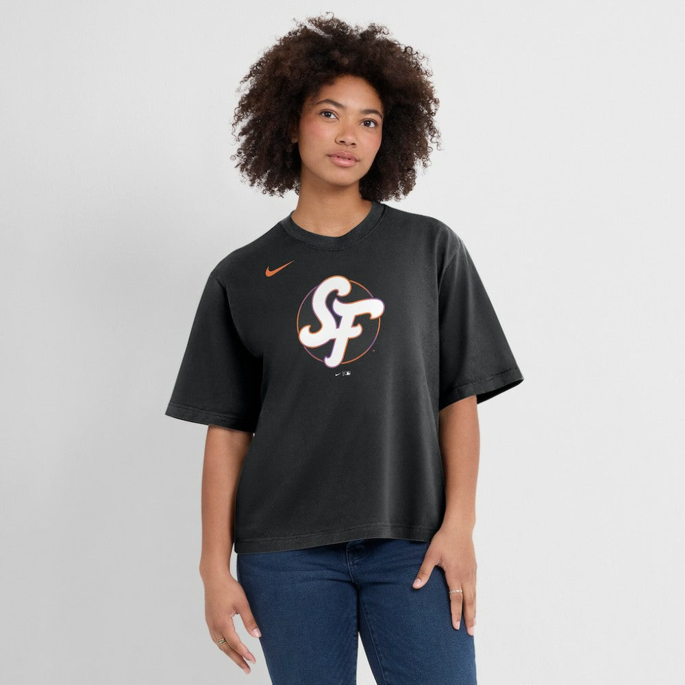 San Francisco Giants Women's 2025 City Connect Logo Boxy T-Shirt Black | Nike