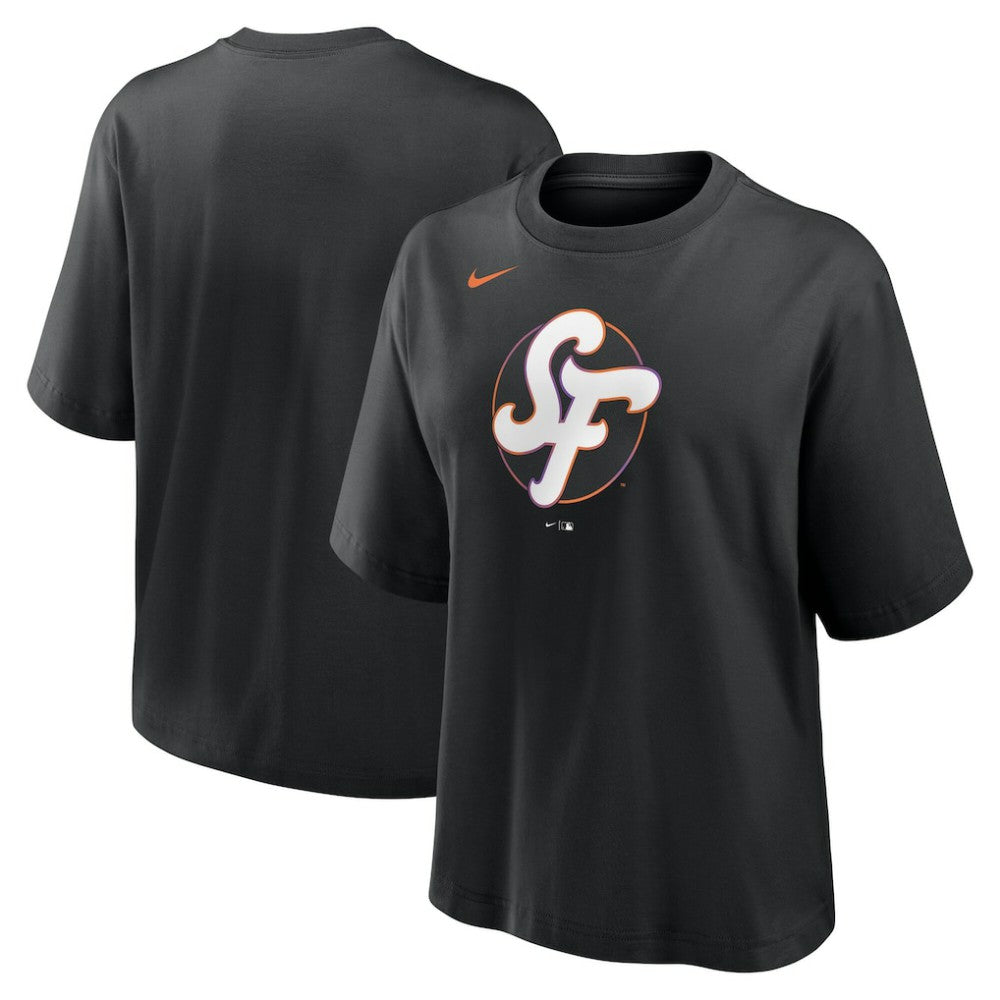 San Francisco Giants Women's 2025 City Connect Logo Boxy T-Shirt Black | Nike