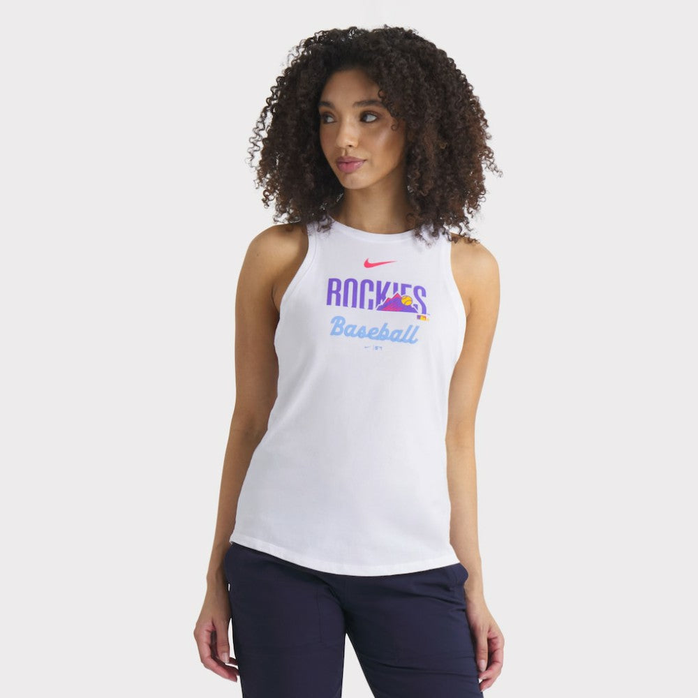 Colorado Rockies Women's City Connect Tricode High Neck Dri-FIT Tank Top White | Nike