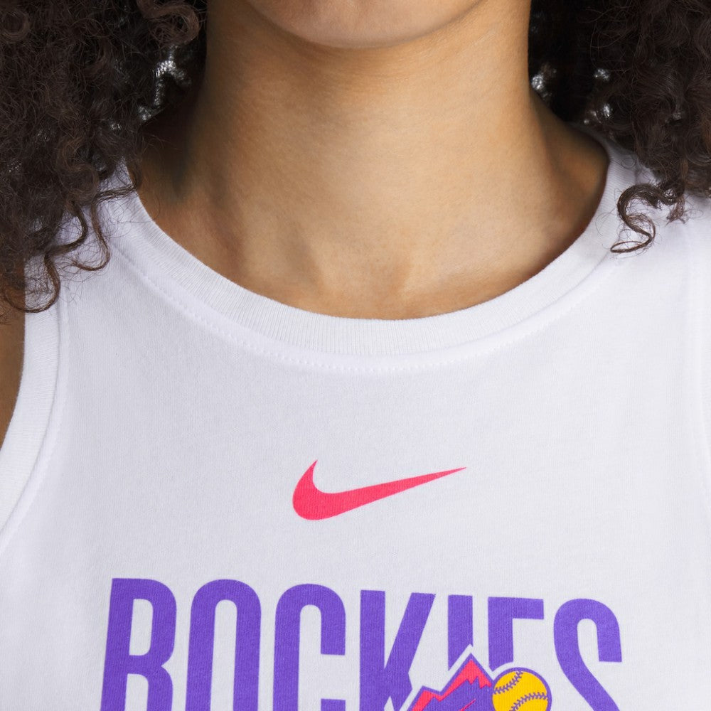 Colorado Rockies Women's City Connect Tricode High Neck Dri-FIT Tank Top White | Nike