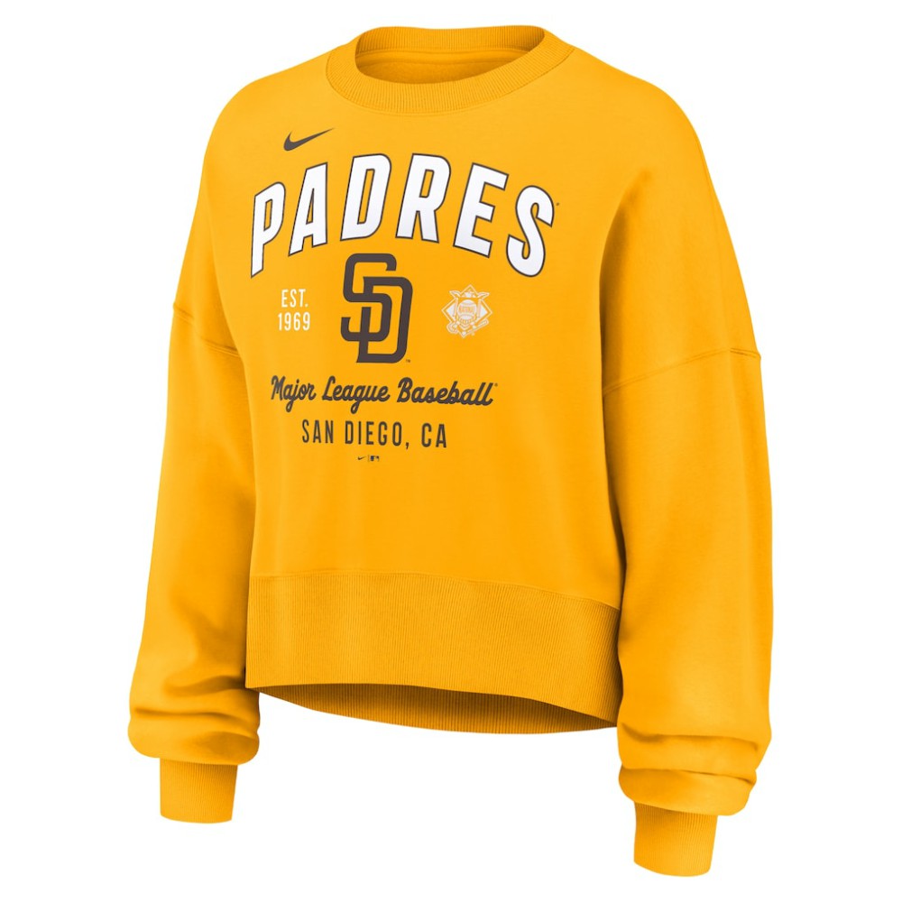 San Diego Padres Women's Oversized High Hip Pullover Sweatshirt Gold | Nike