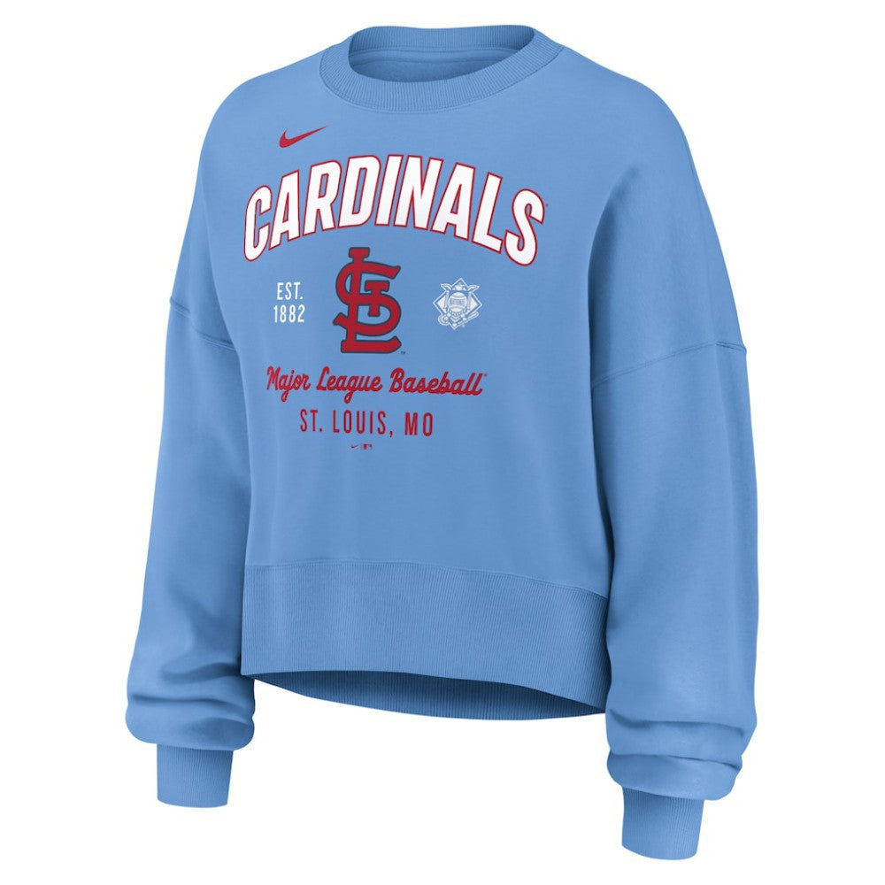 St. Louis Cardinals Women's Oversized High Hip Pullover Sweatshirt Light Blue | Nike