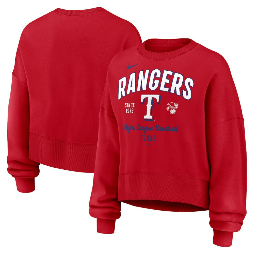 Texas Rangers Women's Oversized High Hip Pullover Sweatshirt Red | Nike