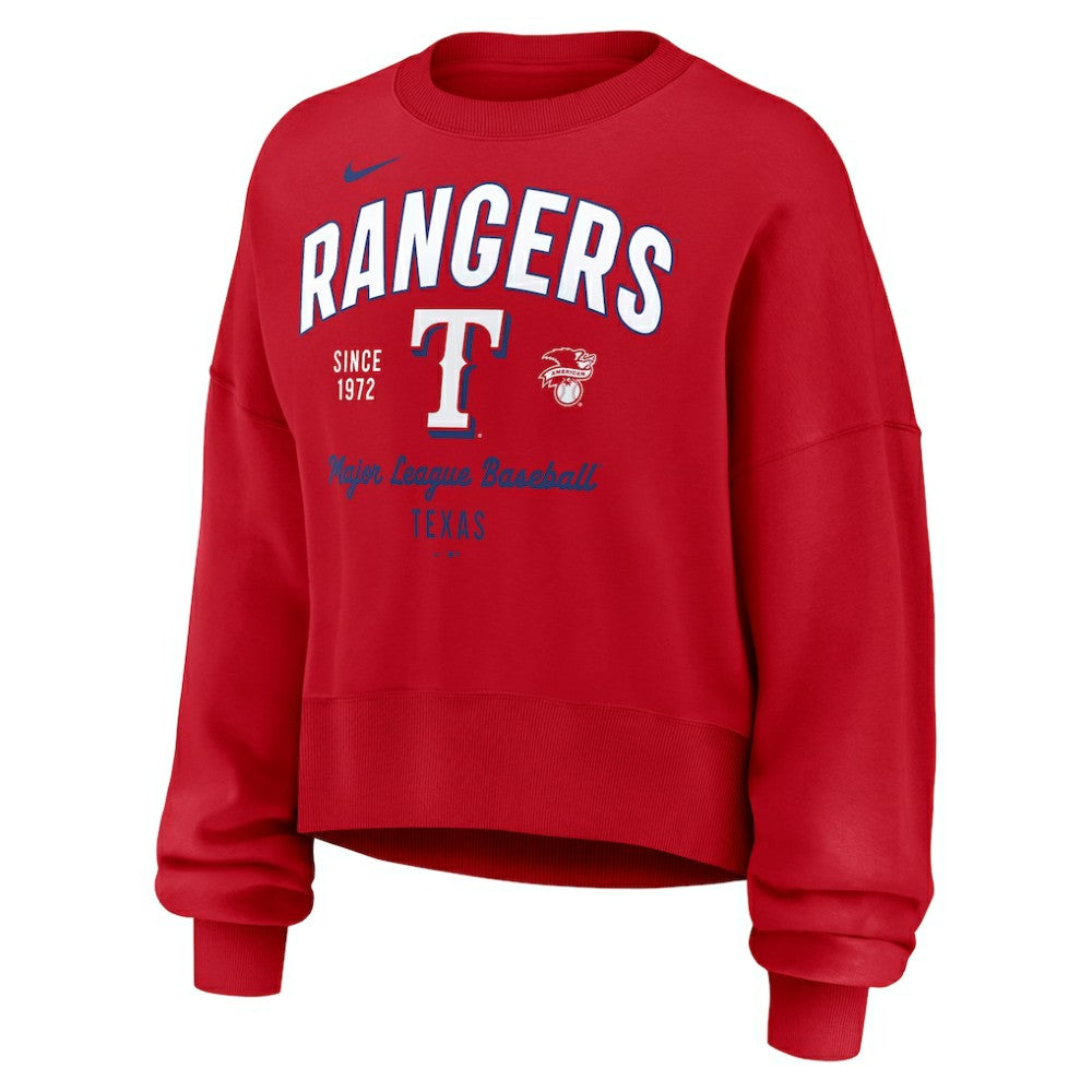 Texas Rangers Women's Oversized High Hip Pullover Sweatshirt Red | Nike