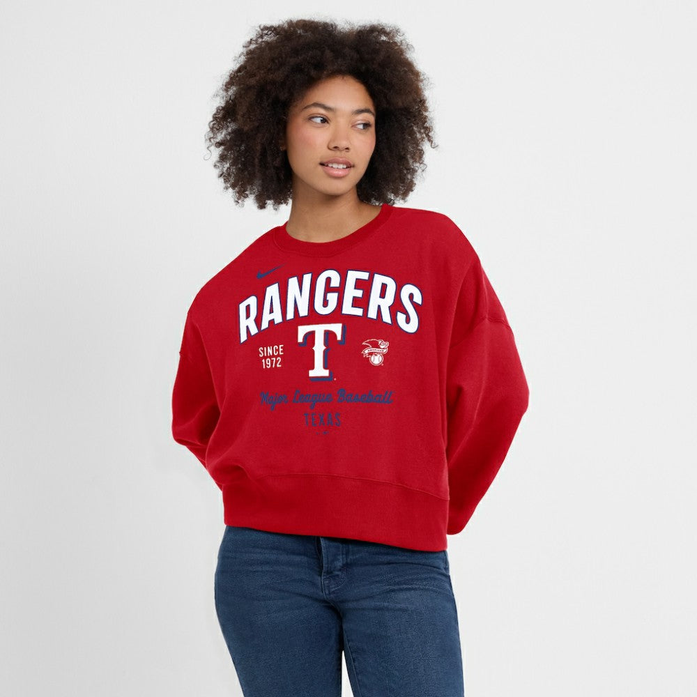 Texas Rangers Women's Oversized High Hip Pullover Sweatshirt Red | Nike