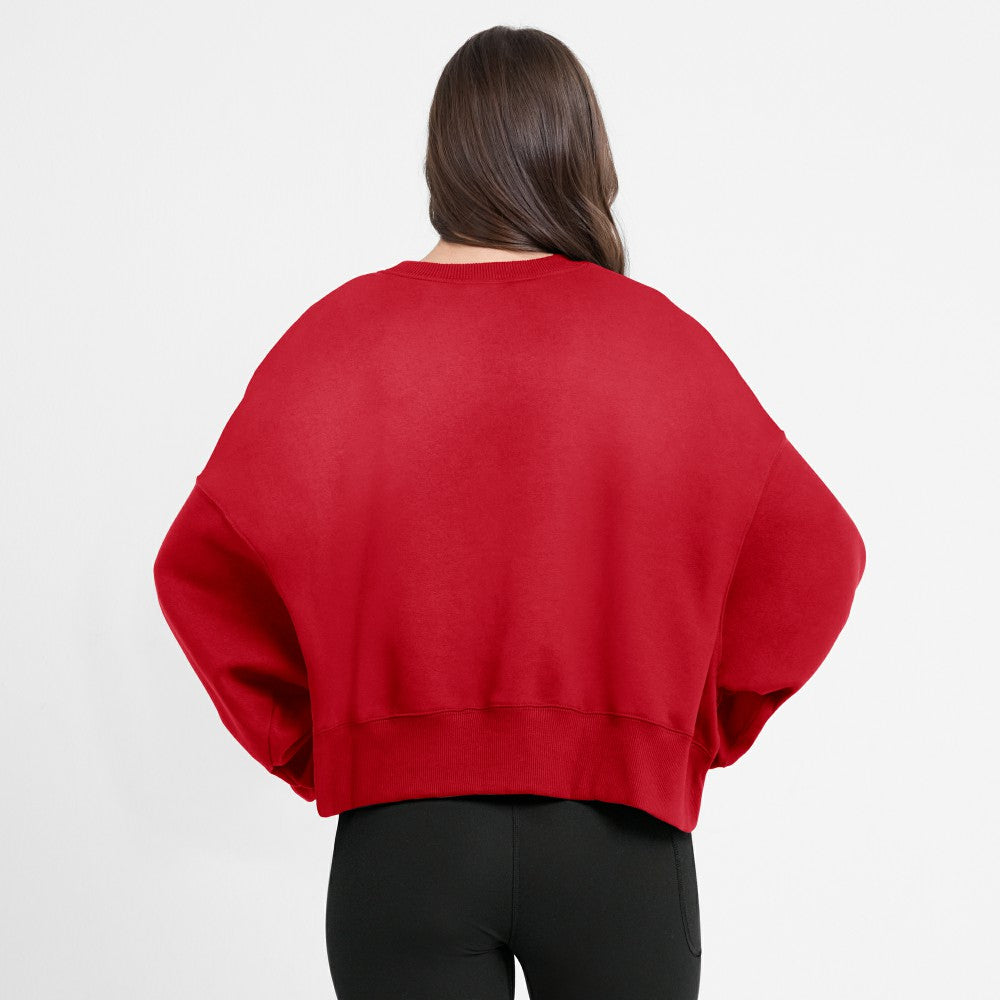 Cleveland Guardians Women's Oversized High Hip Pullover Sweatshirt Red | Nike