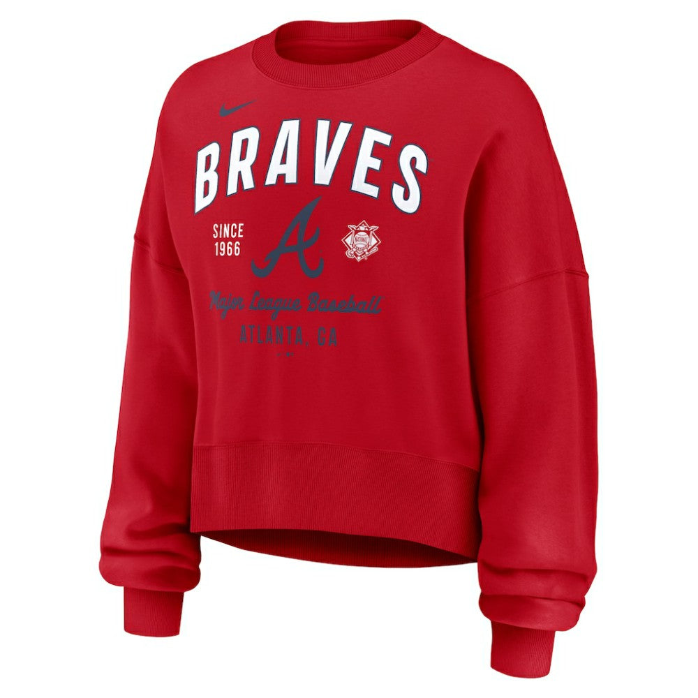 Atlanta Braves Women's Oversized High Hip Pullover Sweatshirt Red | Nike