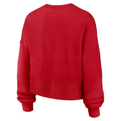 Atlanta Braves Women's Oversized High Hip Pullover Sweatshirt Red | Nike