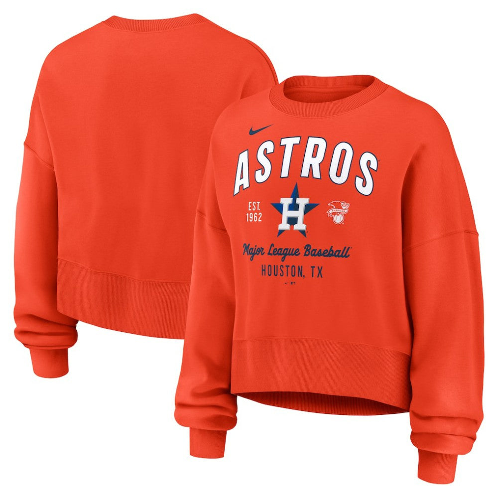 Houston Astros Women's Oversized High Hip Pullover Sweatshirt Orange | Nike