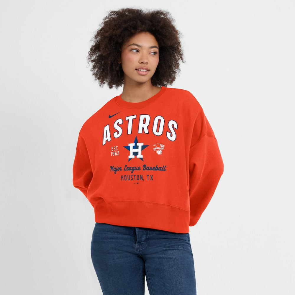 Houston Astros Women's Oversized High Hip Pullover Sweatshirt Orange | Nike