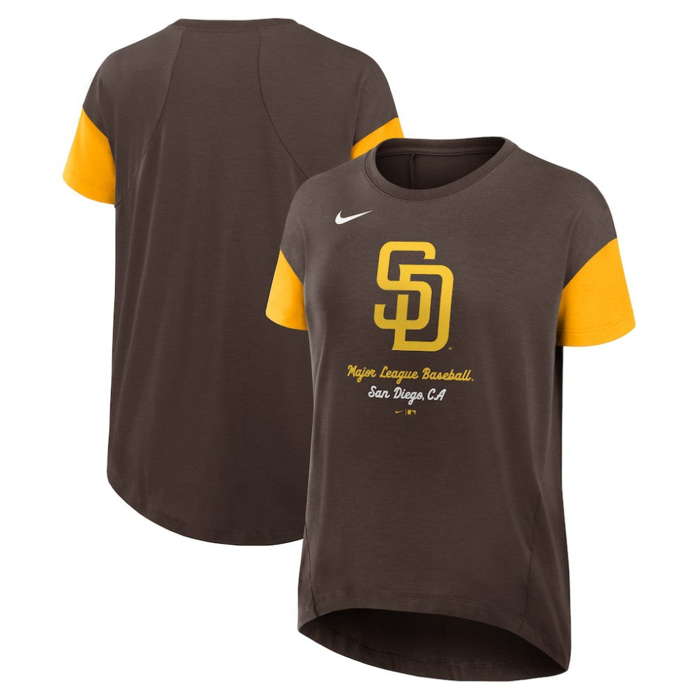 San Diego Padres Women's Flowy Fashion Tri-Blend Dri-FIT T-Shirt Brown | Nike