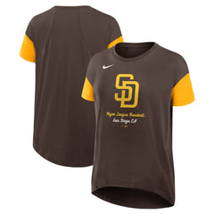 San Diego Padres Women's Flowy Fashion Tri-Blend Dri-FIT T-Shirt Brown | Nike