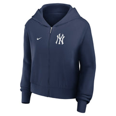 New York Yankees Women's Cropped Chill Full-Zip Hoodie Navy | Nike