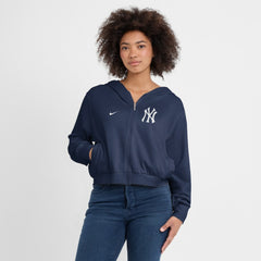 New York Yankees Women's Cropped Chill Full-Zip Hoodie Navy | Nike