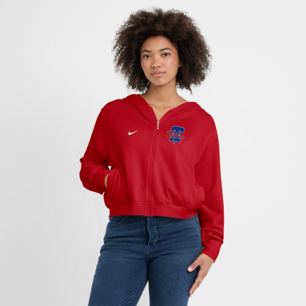 Philadelphia Phillies Women's Cropped Chill Full-Zip Hoodie Red | Nike