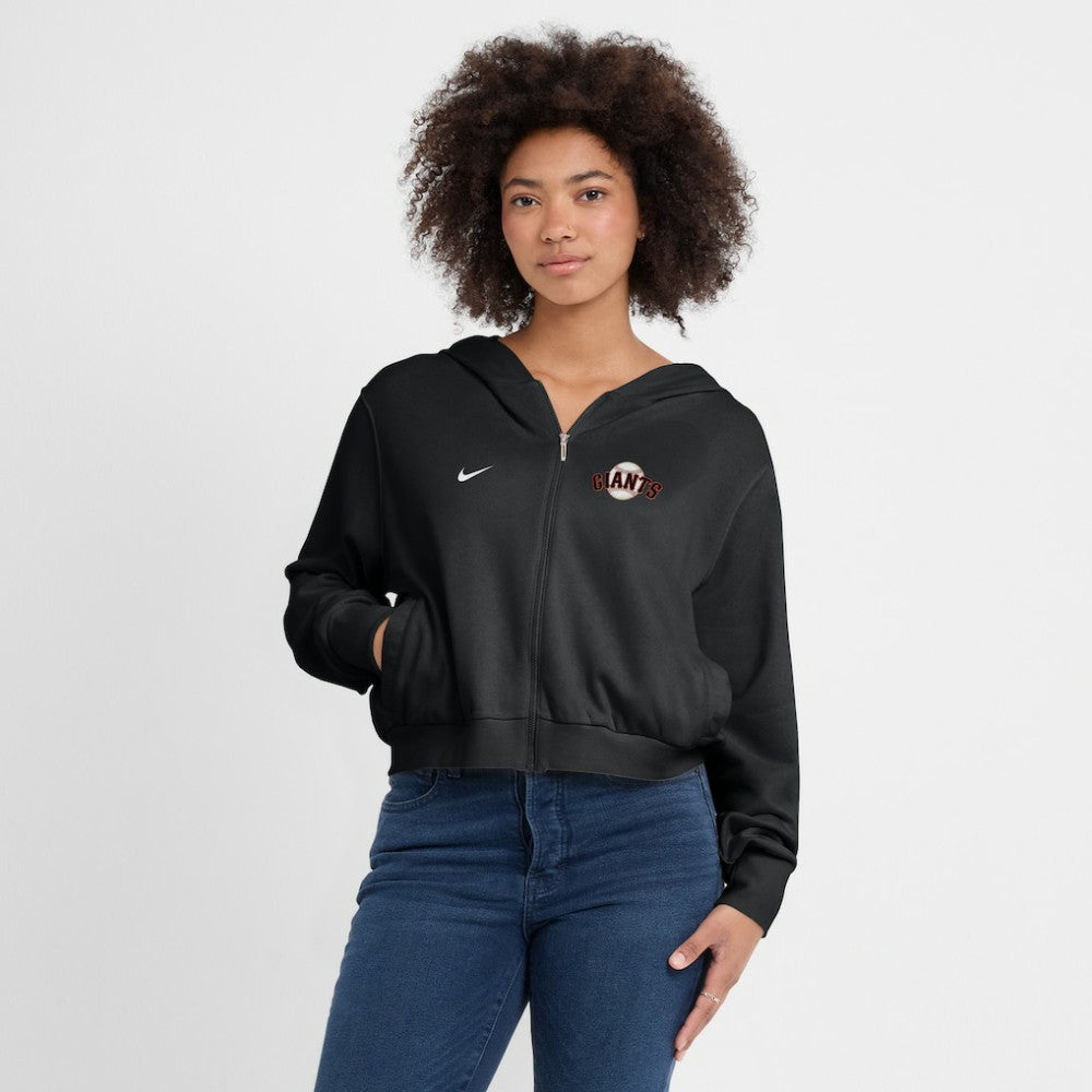 San Francisco Giants Women's Cropped Chill Full-Zip Hoodie Black | Nike