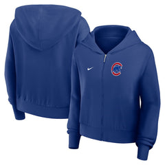 Chicago Cubs Women's Cropped Chill Full-Zip Hoodie Royal | Nike