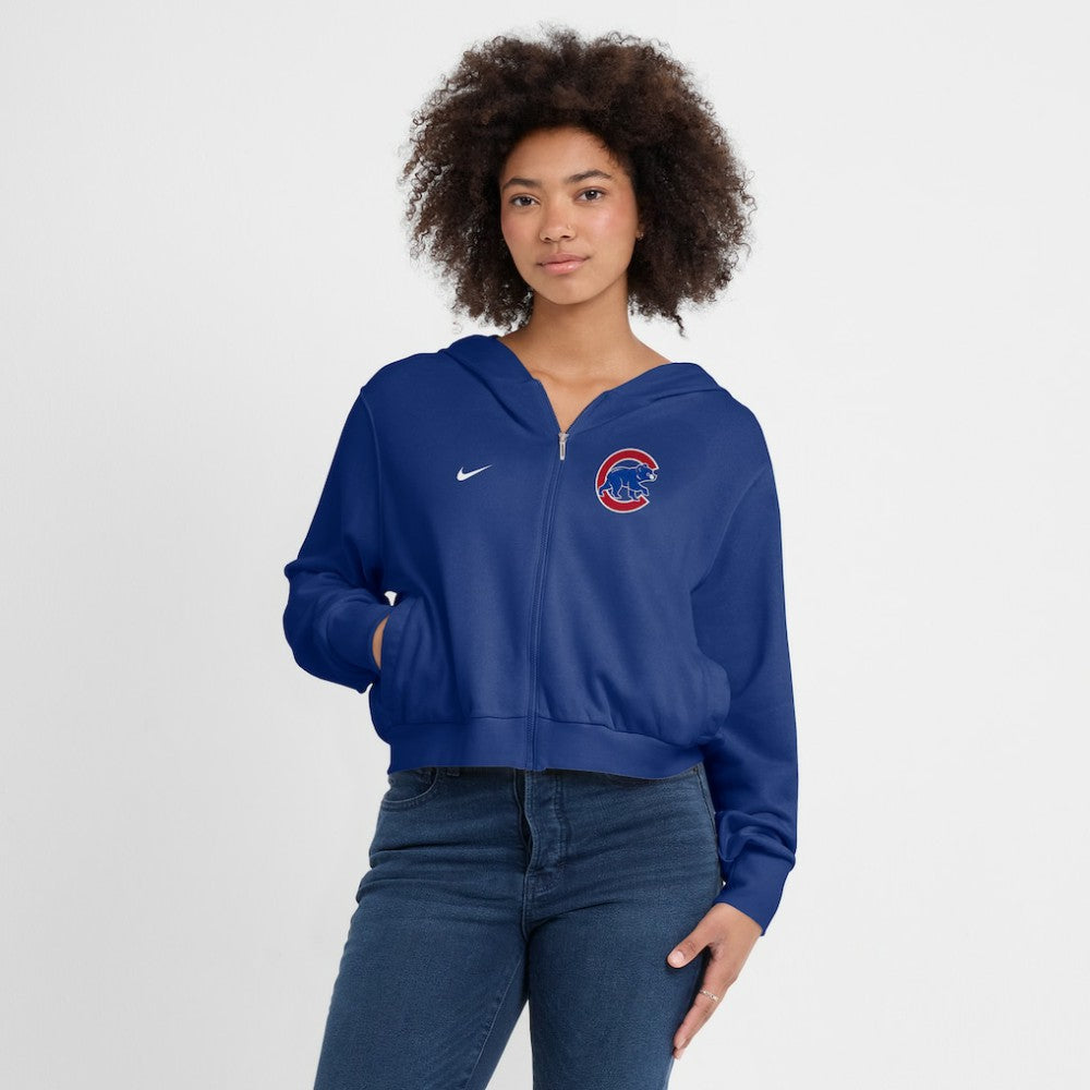 Chicago Cubs Women's Cropped Chill Full-Zip Hoodie Royal | Nike
