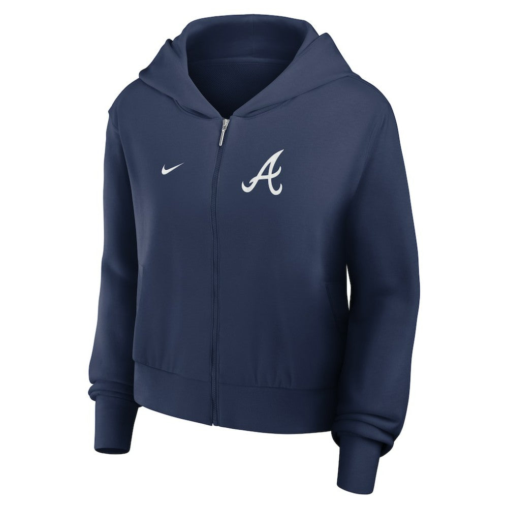 Atlanta Braves Women's Cropped Chill Full-Zip Hoodie Navy | Nike