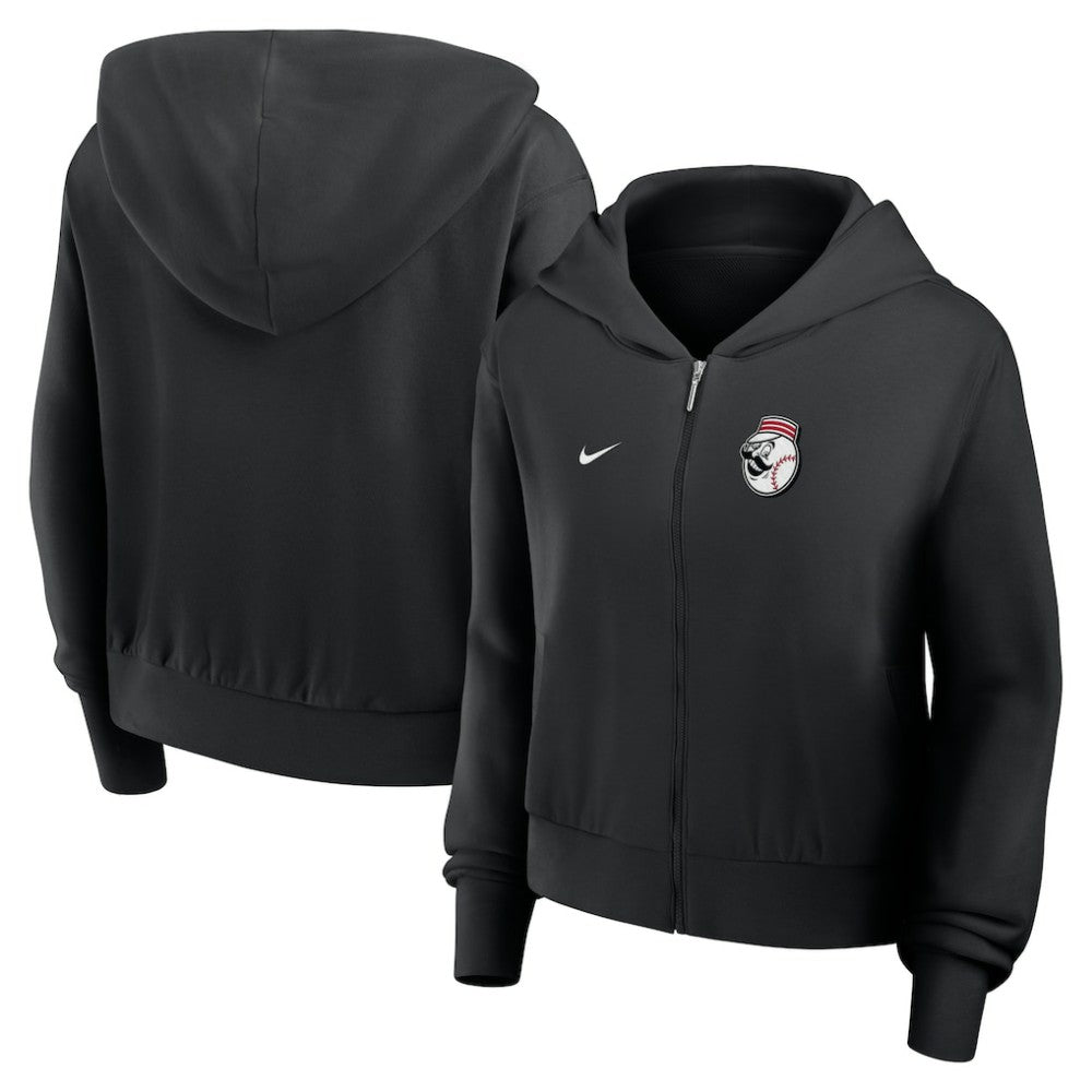 Cincinnati Reds Women's Cropped Chill Full-Zip Hoodie Black | Nike
