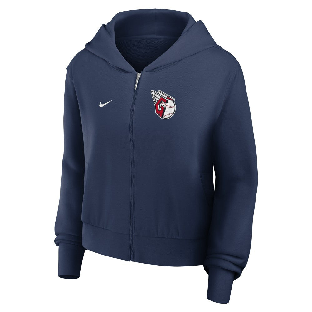Cleveland Guardians Women's Cropped Chill Full-Zip Hoodie Navy | Nike