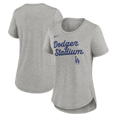 Los Angeles Dodgers Women's Script Tri-Blend T-Shirt Heather Gray | Nike