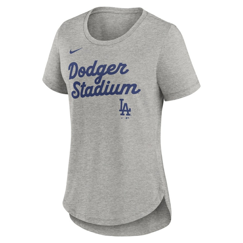 Los Angeles Dodgers Women's Script Tri-Blend T-Shirt Heather Gray | Nike