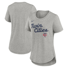 Minnesota Twins Women's Script Tri-Blend T-Shirt Heather Gray | Nike