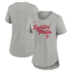 Philadelphia Phillies Women's Script Tri-Blend T-Shirt Heather Gray | Nike