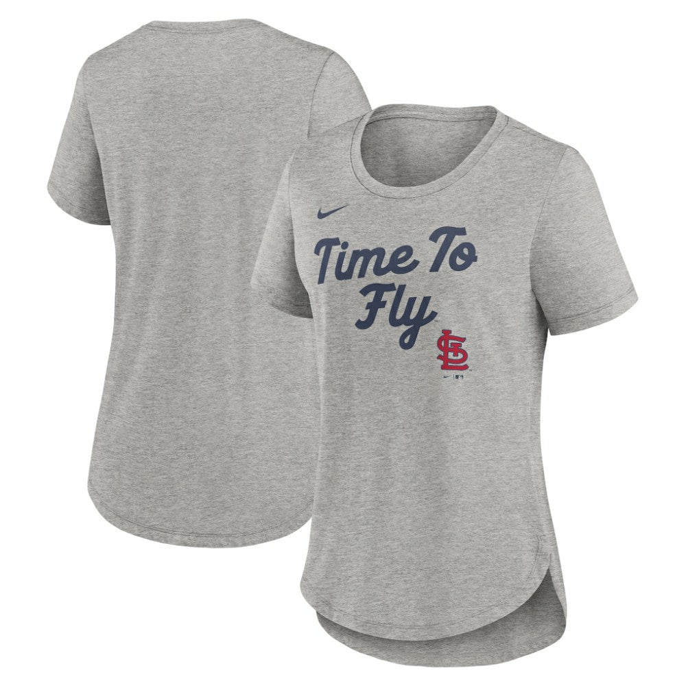 St. Louis Cardinals Women's Script Tri-Blend T-Shirt Heather Gray | Nike