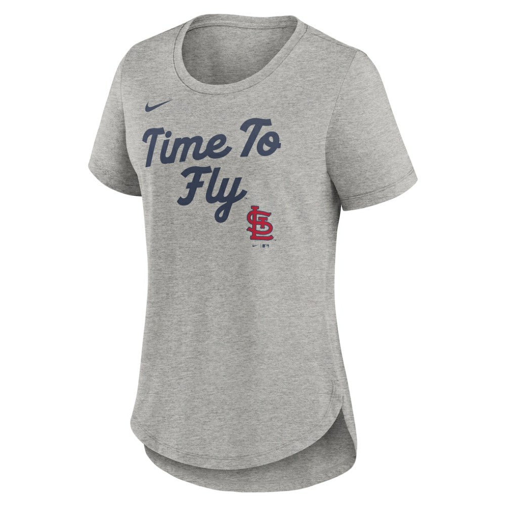 St. Louis Cardinals Women's Script Tri-Blend T-Shirt Heather Gray | Nike