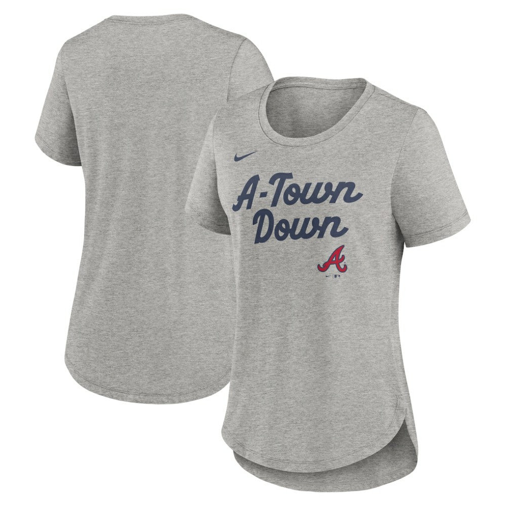 Atlanta Braves Women's Script Tri-Blend T-Shirt Heather Gray | Nike
