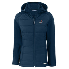 Los Angeles Dodgers Cutter & Buck Women's  Evoke Hybrid Eco Softshell Recycled Full-Zip Hoodie Jacket Navy