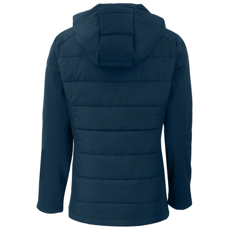 Los Angeles Dodgers Cutter & Buck Women's  Evoke Hybrid Eco Softshell Recycled Full-Zip Hoodie Jacket Navy