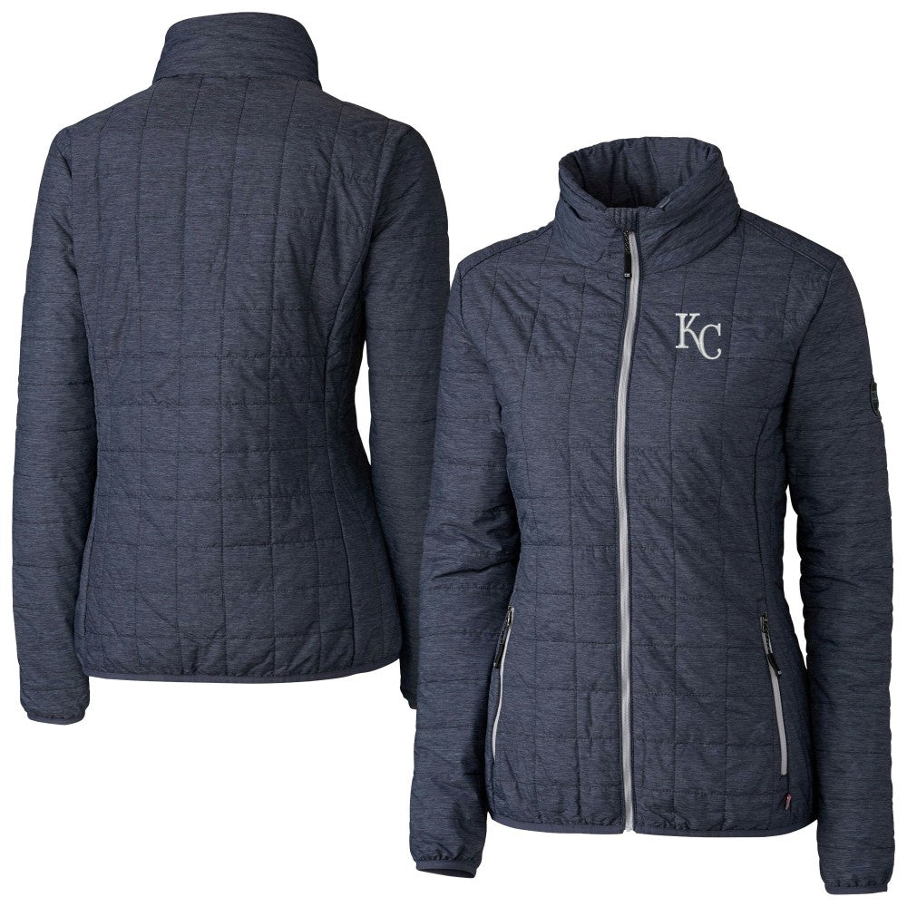 Kansas City Royals Cutter & Buck Women's Rainier PrimaLoft Eco Insulated Full-Zip Puffer Jacket Anthracite