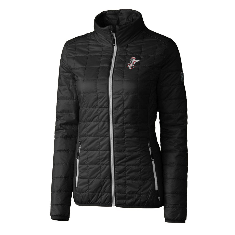 Cincinnati Reds Cutter & Buck Women's Cooperstown Collection Rainier PrimaLoft Eco Insulated Full-Zip Puffer Jacket Black