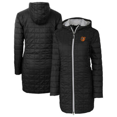 Baltimore Orioles Cutter & Buck Women's Rainier Primaloft Eco Insulated Hooded Full-Zip Long Coat Black