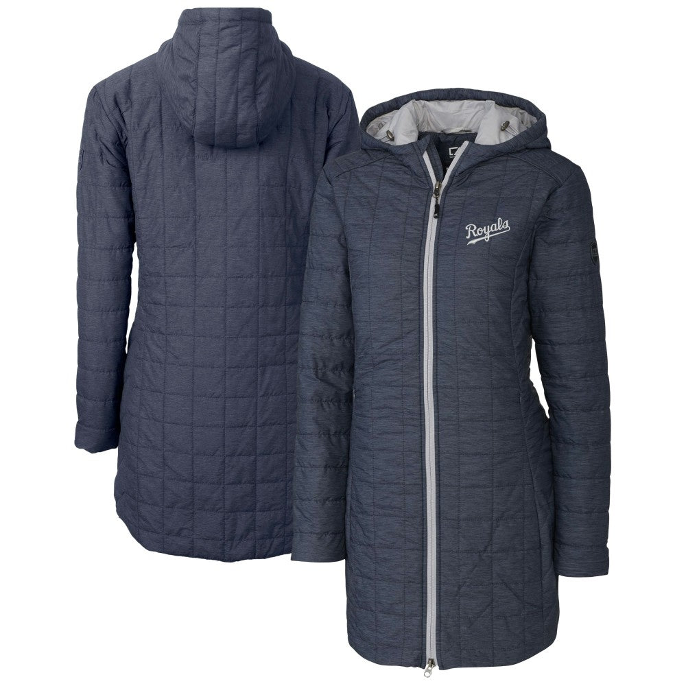 Kansas City Royals Cutter & Buck Women's Rainier Primaloft Eco Insulated Hooded Full-Zip Long Coat Anthracite