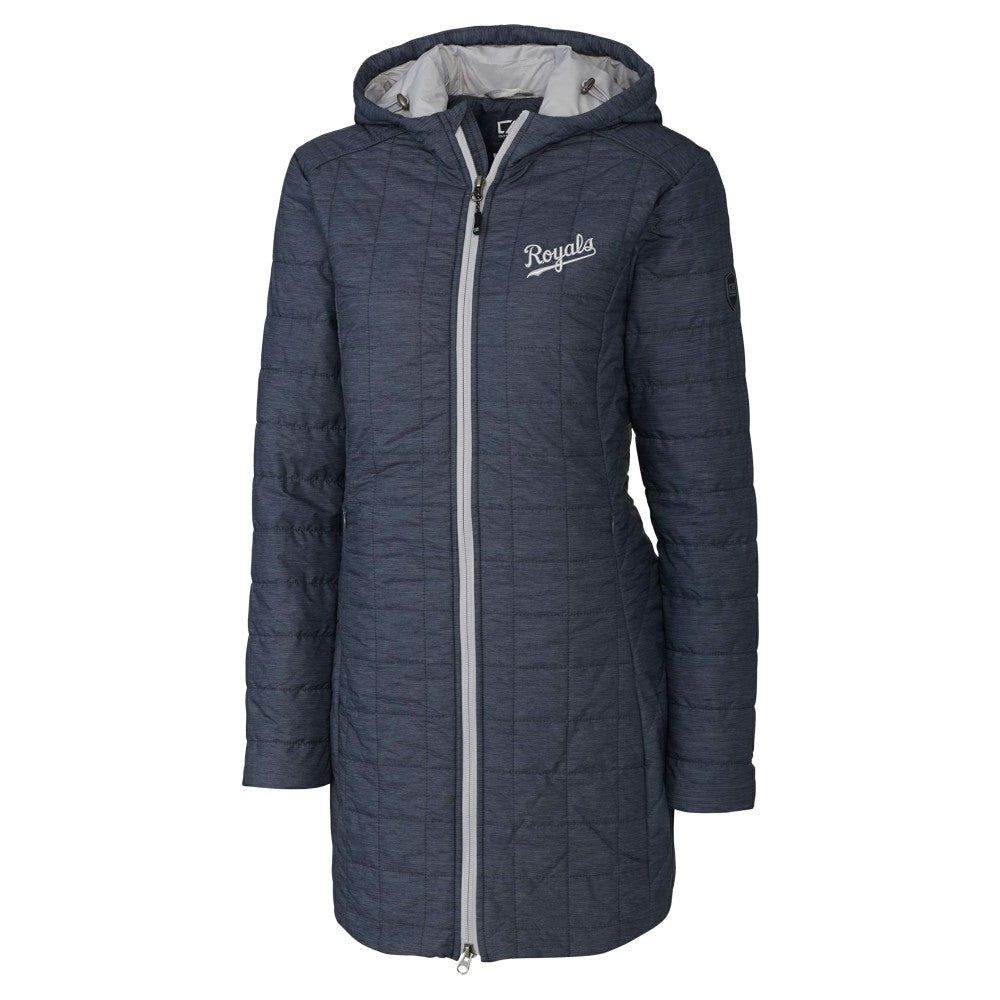 Kansas City Royals Cutter & Buck Women's Rainier Primaloft Eco Insulated Hooded Full-Zip Long Coat Anthracite