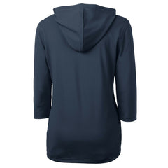 Cleveland Guardians Cutter & Buck Women's  DryTec Virtue Eco Pique Recycled 3/4-Sleeve Half-Zip Pullover Hoodie Navy