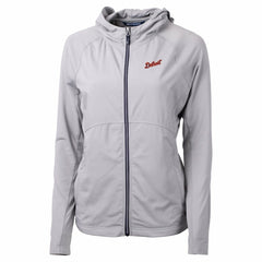 Detroit Tigers Cutter & Buck Women's  Adapt Eco Knit Hybrid Recycled Full-Zip Hoodie Gray