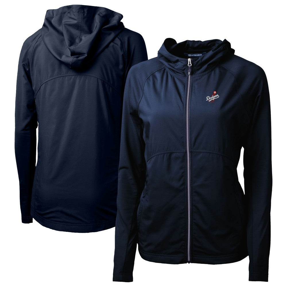 Los Angeles Dodgers Cutter & Buck Women's  Adapt Eco Knit Hybrid Recycled Full-Zip Hoodie Navy