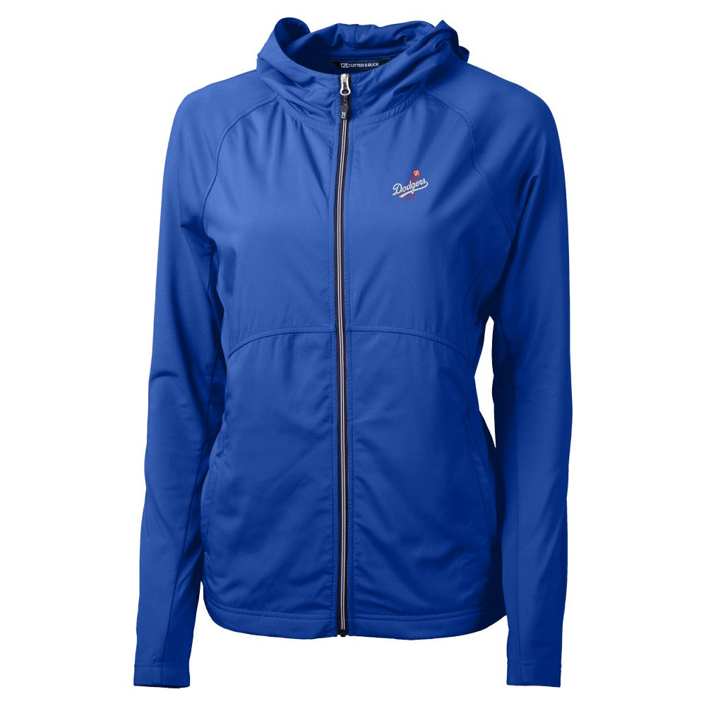 Los Angeles Dodgers Cutter & Buck Women's  Adapt Eco Knit Hybrid Recycled Full-Zip Hoodie Royal