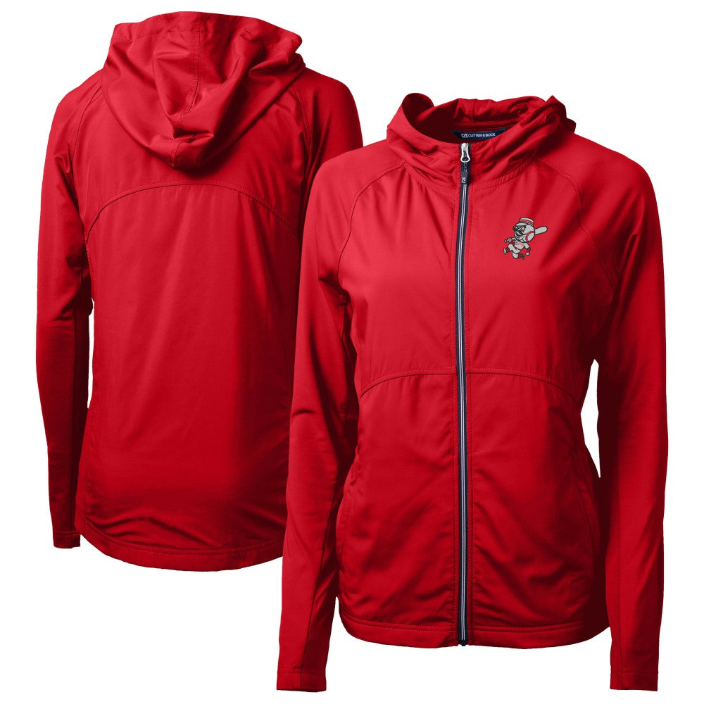Cincinnati Reds Cutter & Buck Women's Cooperstown Collection Adapt Eco Knit Hybrid Recycled Full-Zip Hoodie Red