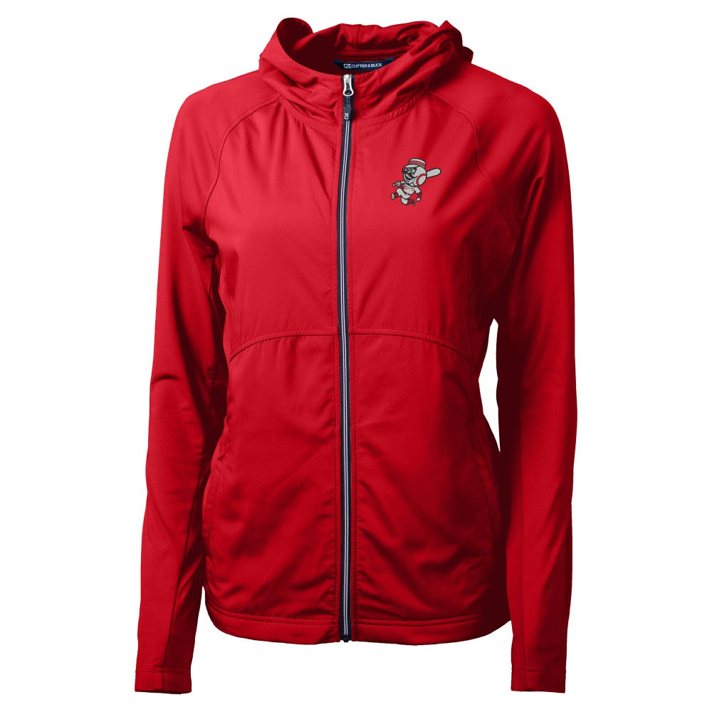 Cincinnati Reds Cutter & Buck Women's Cooperstown Collection Adapt Eco Knit Hybrid Recycled Full-Zip Hoodie Red