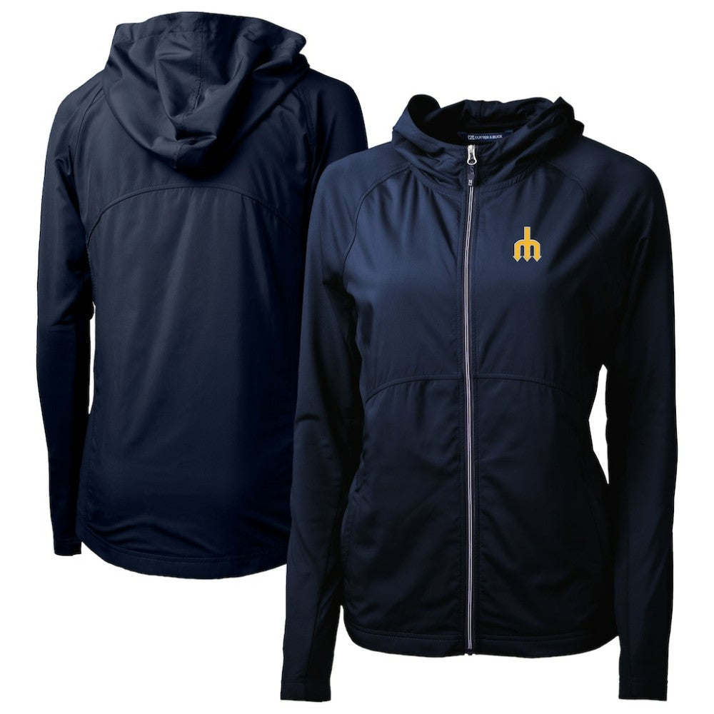 Seattle Mariners Cutter & Buck Women's  Adapt Eco Knit Hybrid Recycled Full-Zip Hoodie Navy
