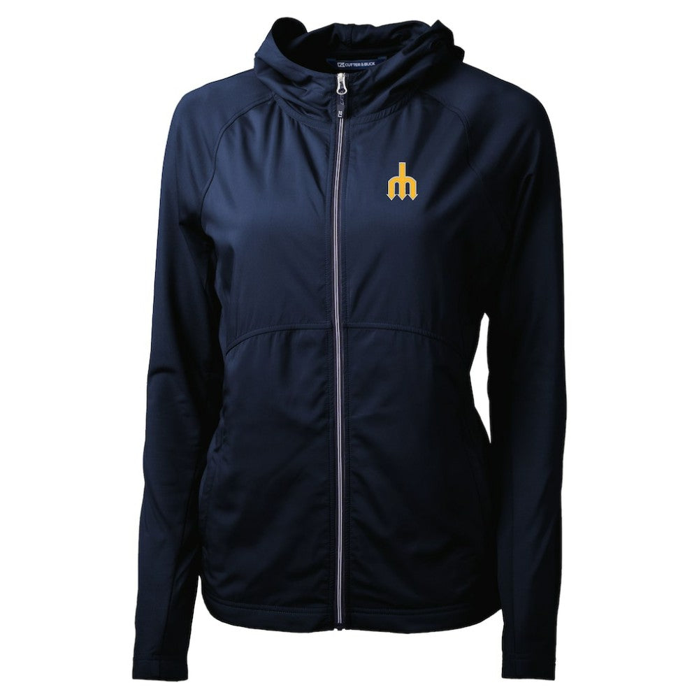 Seattle Mariners Cutter & Buck Women's  Adapt Eco Knit Hybrid Recycled Full-Zip Hoodie Navy